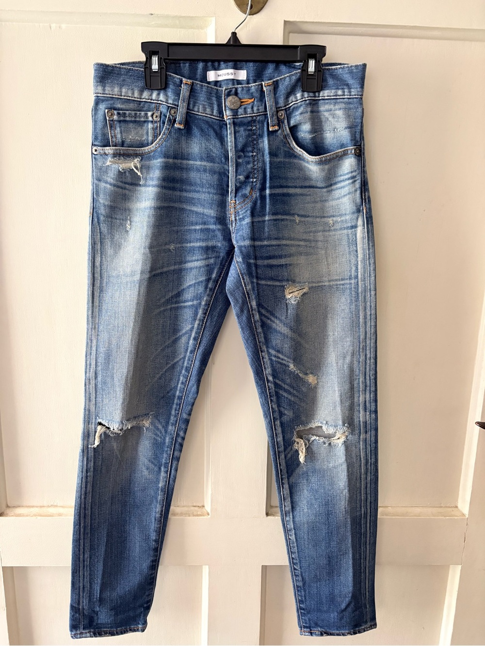 MOUSSY Distressed Japanese Denim Jeans Faded Slim Straight 30 - Picture 12 of 13